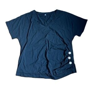 Black V-Neck with Button Detail 2XL NWOT